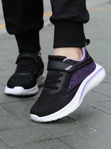 Zapatillas de deporte de caña baja para niñas en primavera/otoño, ligeras, transpirables, suaves y cómodas, zapatos casuales para correr, esquema de color refrescante adecuado para uso diario, con cierre de gancho y bucle ajustable de fácil puesta y quitado, zapatos escolares para estudiantes - Multicolor - Ver 3