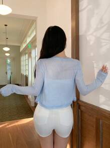 DAZY Women's Lace Splice Drawstring Tie Cuff Blouse Long Sleeve Women Tops,Fall Women Clothes