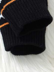 万圣节可爱派对婴儿专属毛衣套装，圆领长袖上衣和松紧腰裤，适合男孩和女孩的休闲时尚服装 - 黑色 - 查看 5