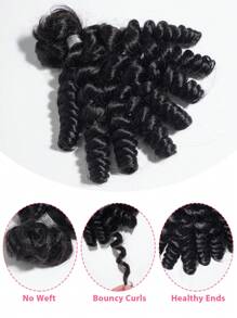 3 PCS Bulk Braiding Hair Crochet Human Hair Extension For Twists BOHO Braids Knotless Braids Natural Black Wand Curl Ocean Wave Bulk Hair 12-20 Inch , Braided Wig - Natural Black - View 4