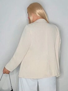 SHEIN SXY Áo khoác Blazer túi lớn dáng rộng cỡ lớn mặc công sở cho nữ - Màu be - Xem 2
