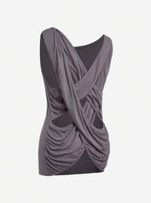 SHEIN Unity Crisscross Back Tank Top - Grey - View 2