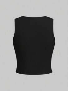 SHEIN 女士彩色印花镂空短袖夏季 T 恤 - 黑色 - 查看 2