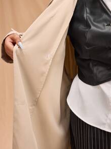 Forever 21 Plus Size Women's Fashionable Casual Trench Coat For Fall And Winter - Apricot - View 9