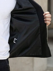 Manfinity Homme Herren einfache Lässig Jacke mit Frontreißverschluss, langärmlig - Schwarz - Übersicht 5