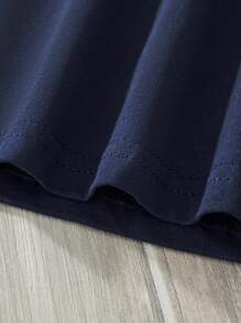 男童休閒短袖T恤，卡通恐龍夜光印花，夏季時尚 - 藏蓝色 - 查看 8