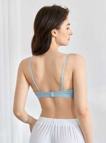 Ocili Leisure Seamstress Girl Solid Color Spaghetti Strap Bra - Blue - View 10