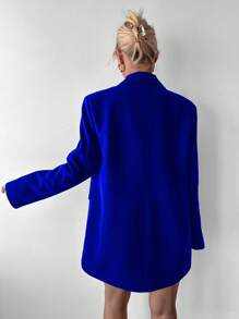 EURMUSE Double Breasted Lapel Collar Suit Jacket - Royal Blue - View 2