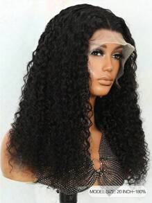 Transparent Lace Kinky Curly T Part Lace Wigs Real Human Hair Lace Frontal Closure Natural Black Color Wigs With Front Baby Hair Pre Plucked Natural Hairline Wig