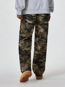 Manfinity VCAY Pantalones rectos sueltos tejidos de camuflaje digital para hombres