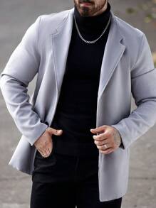 Manfinity Homme Abrigo gris sencillo y elegante de estilo casual de negocios para hombre, invierno - Gris - Ver 1