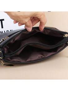 1pc Fashion Girls Selected Four Zipper Women's Shoulder Bag, Casual Simple Stripe Pattern Women's Crossbody Bag, Woven Grid Heart-Shaped Rose Polygonal Women's Bag, Shoulder Strap Adjustable Camera Bag Shopping Bag, Large Capacity Multi-Function Multi-Layered Women's Bag Storage Bag, Mobile Phone Wallet Key Card Tissue Cosmetics Sunglasses Skin Care Lipstick Storage Bag, Meet Daily Travel, Multi-Color Multi-Style Choices All-Match Style Favorite Holiday Gift, Banquet, Travel, Business Trip, Outi - Multicolor - View 3