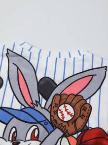 SHEIN Leap Crew Tween Boy Cute Style Cartoon Striped Pattern Crew Neck Long Sleeve T-Shirt, Suitable For Autumn - Multicolor - View 7