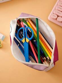 1入組葉子圖案文具創意兩面筆包適用於學生文具收納 - 彩色 - 查看 3