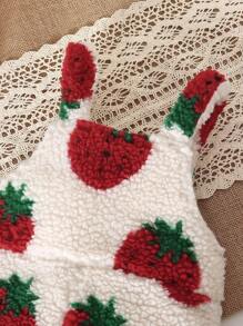 Cute And Versatile Strawberry Flannel Overalls Jumpsuit For Baby Girls In Fall And Winter - Multicolor - View 5