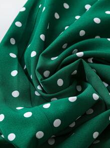 EMERY ROSE Plus Size Polka Dot Print Belted Straight Leg Casual Pants - Green - View 4