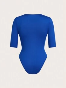 SHEIN Unity Damskie proste body z krótkim rękawem w jednolitym kolorze, codzienne noszenie