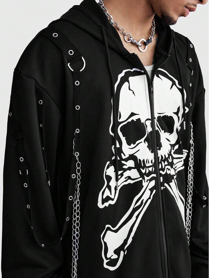 Lo nuevo en ROMWE Avant Sudadera con cremallera estilo punk con