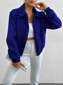 Solid Zip Up Jacket