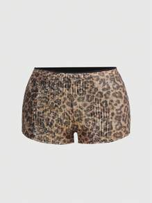 ROMWE J-Fashion Vintage Low Waist Super Short Leopard Print Sparkly Women's Shorts Hotpants, Rave Festival