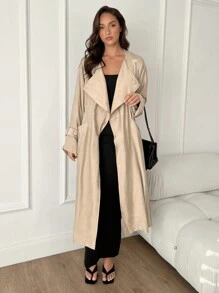 SHEIN Essnce 2024 Spring & Autumn New Cozy Chinese Style Midi Length Coat For Women