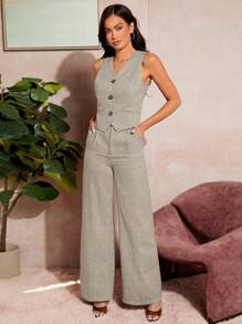 Firerie 女士直筒休闲纯色长裤，时尚街头服饰 - 淺灰色 - 查看 6