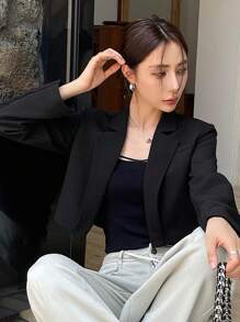 DAZY 女士纯色短款西装外套，秋季商务装