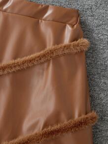 Sparklyn 青少年女孩长袖喇叭袖上衣和时尚磨边裙 2 件套 - 摩卡棕 - 查看 5