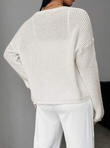 SHEIN LUNE Áo Cardigan buộc nơ phía trước dạng rộng trong suốt dành cho nữ, áo dài tay - trắng - Xem 2