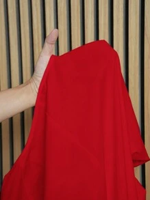 Slaydiva Váy chữ A dài đến đầu gối cổ khoét sâu tay ngắn thanh lịch & công sở & ngày lễ cỡ lớn dành cho nữ, mùa xuân/hè - Màu Đỏ Sâu - Xem 7