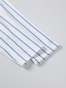 SHEIN Leap Crew Tween Boy Cute Style Cartoon Striped Pattern Crew Neck Long Sleeve T-Shirt, Suitable For Autumn - Multicolor - View 6