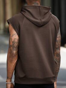 Manfinity Homme Men Brown Sleeveless Hoodie - Brown - View 2