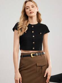 MOTF PREMIUM 1PC WOMEN'S METALLIC/METAL LOOK BLACK FASHION BELT, SUITABLE FOR WORK AND PARTY - Black - View 6