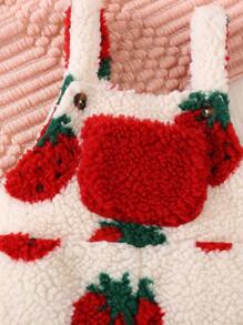 Cute And Versatile Strawberry Flannel Overalls Jumpsuit For Baby Girls In Fall And Winter - Multicolor - View 9