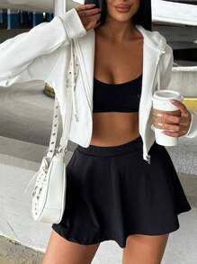 Rina Fox Women Solid Color Casual Hooded Sweatshirt,Long Sleeve Top,Graduation,Teacher,Back To School Pullover Fall - White - View 3