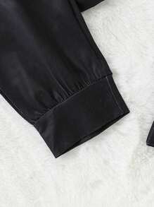青少年简约灰色英文字母印花卫衣配纯灰色裤子休闲运动服套装 - 淺灰色 - 查看 4