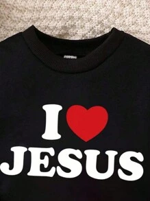 GraphicGems Baby Girl Letter & Heart Printed Crew Neck Casual Sweatshirt, Black - Black - View 5