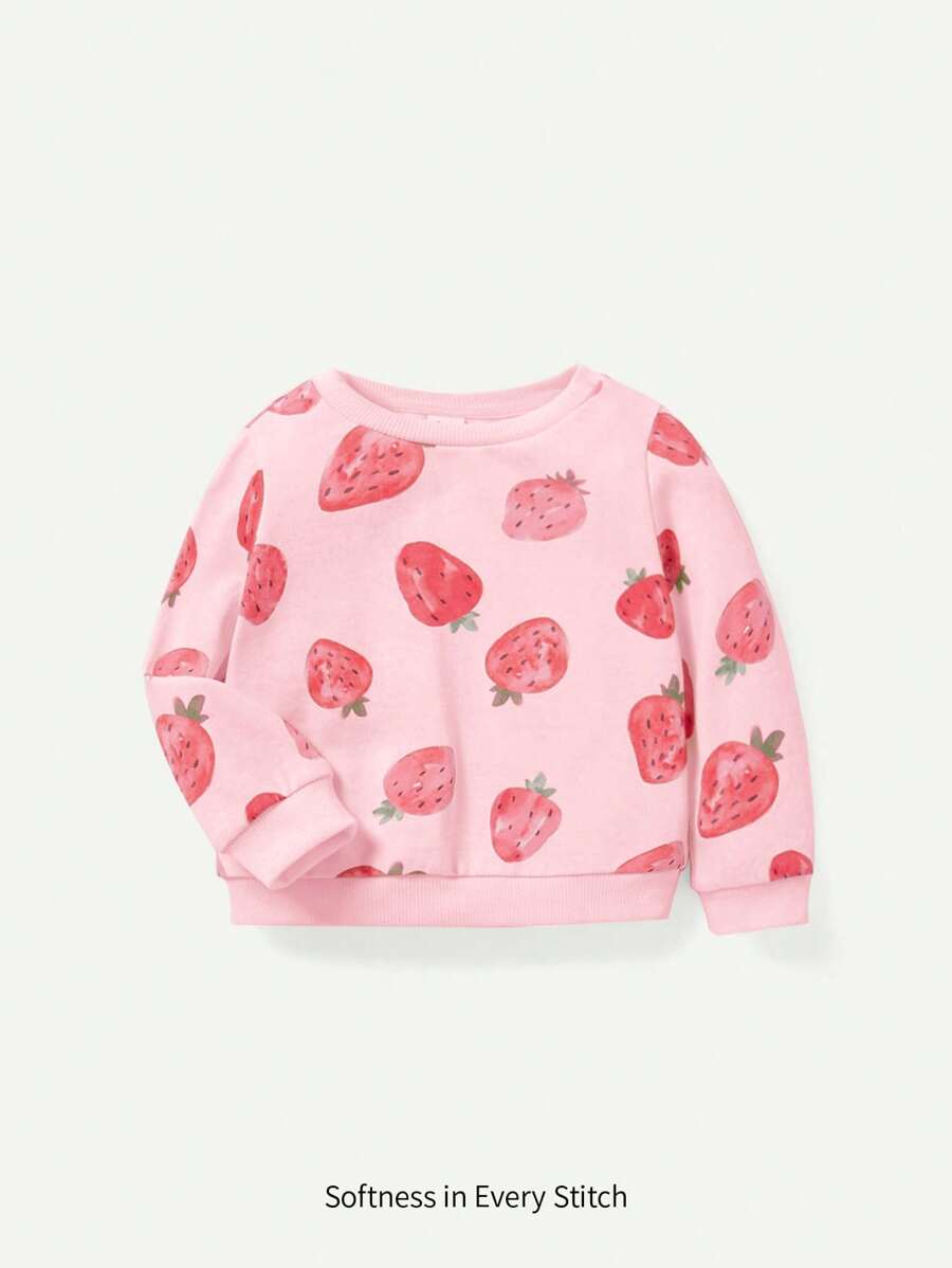 Cozy Pixies Suéter Casual com Gola Careca para Bebê Menina - Rosa chiclete - Visão 1
