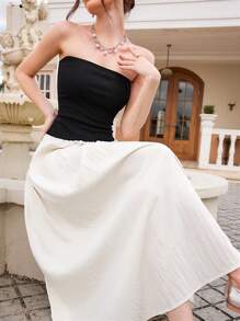 Aveloria Rosie High-End French Design Color Blocking Pleated Bandeau Dress