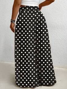 SHEIN LUNE Plus Size Women's Casual Loose Fit High Waist Printed Pants Fall Cloth For Women - Black - View 2