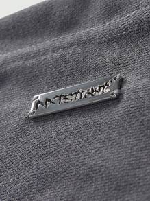 Manfinity VCAY Plus Size Men's Newspaper Print Zip-Up Relaxed Fit Hooded Sweatshirt, Suitable For Autumn & Winter - Grey - View 6