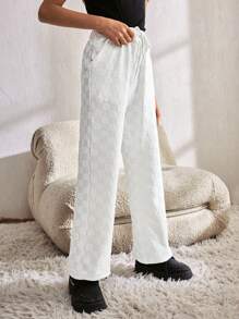 Tween Girls Casual, Comfortable & Fashionable Textured Knit Loose Fit Sweatpants - White - View 4