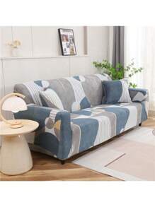 1pc Stretch Sofa Cover, Polyester Fiber Slipcover, Knitted Milk Silk All Season Sofa Protector