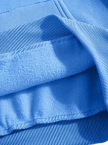 INAWLY 女士抽绳字母印花连帽运动衫，带口袋，休闲日常穿着，长袖上衣 - 藍色 - 查看 5