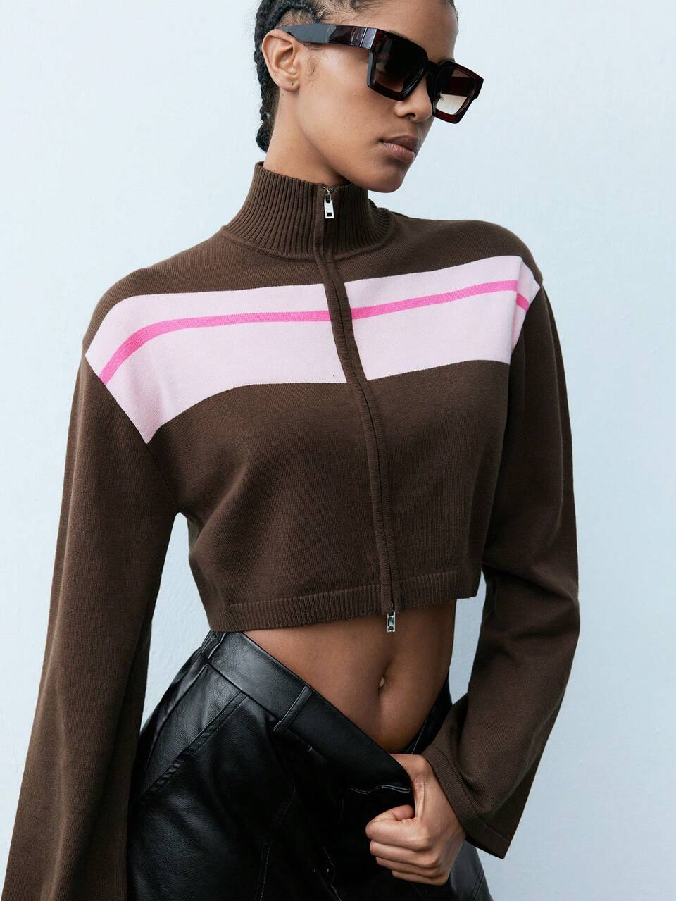 SHEIN Maija Casual Modern Streetwear School Opening Season Contrast Color Cardigan