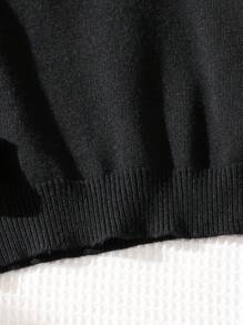Pull col montant à cordon de serrage manches longues minimaliste pour jeune garçon, port décontracté quotidien
