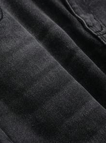 DAZY Túi nữ Quần Jeans Skinny Distressed Hem Slit Hem Jeans - Màu xám đen - Xem 7