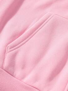 Manfinity EMRG Áo thun nam in chữ Zip Up có mũ trùm đầu - Hồng - Xem 3