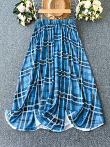 SHEIN Clasi 大尺碼格紋裙