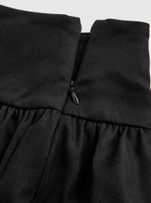 ROMWE Kawaii Y2K Bubble Girl 休闲百搭低腰迷你泡泡黑裙，适合秋冬季女士 - 可搭配外套或连帽衫 - 黑色 - 查看 3